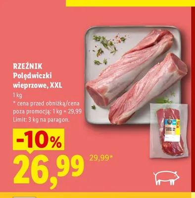 Polędwiczki wieprzowe XXL Rzeźnik promocja w Lidl
