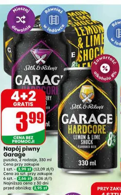 Napój piwny Garage Hardcore Lemon & Lime Shock promocja w Dino