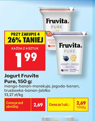 Jogurt Fruvita Pure mango-banan-marakuja promocja w Biedronka