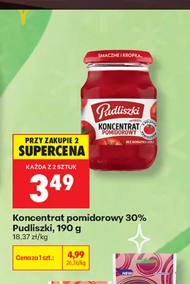 Koncentrat pomidorowy 30% Pudliszki promocja w Biedronka