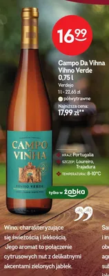 Wino białe półwytrawne Campo Da Vinha Vinho Verde promocja w Żabka