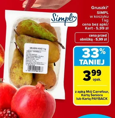 Gruszki Simpl w koszyku promocja w Carrefour
