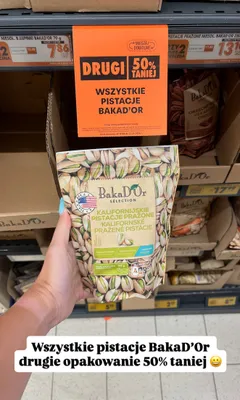 Pistacje prażone BakaD'Or Sélection kalifornijskie promocja w Biedronka