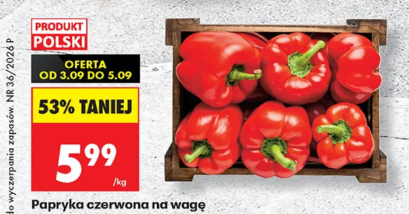 Papryka czerwona na wagę promocja w Biedronka