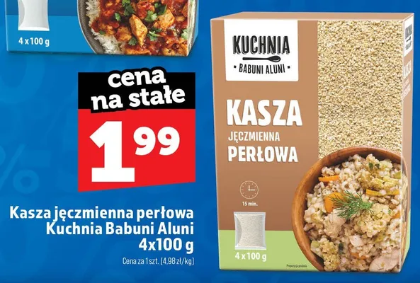 Kasza jęczmienna perłowa Kuchnia Babuni Aluni 4-pak 100 g promocja w TOPAZ