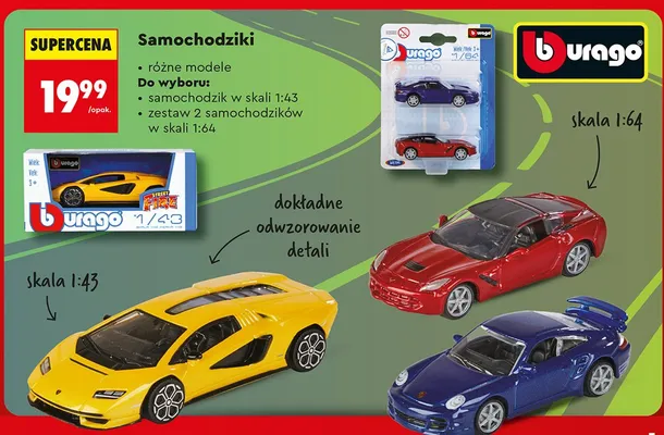 Zestaw 2 samochodzików w skali 1:64 promocja w Biedronka