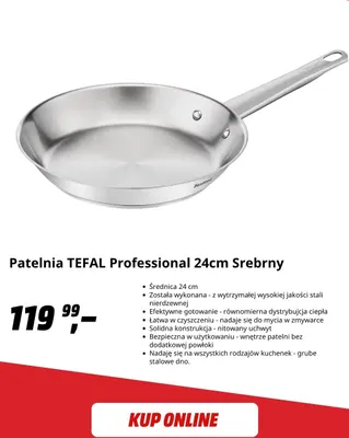 Patelnia Tefal Professional 24 cm srebrny promocja w Media Markt