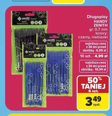 Długopisy Zenith Handy czarne 6-pak promocja w Carrefour