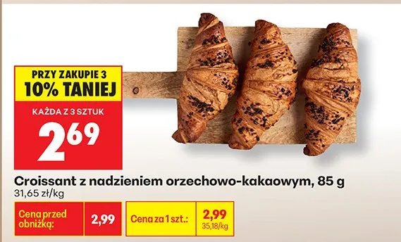 Croissant z nadzieniem orzechowo-kakaowym promocja w Biedronka
