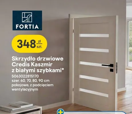 Skrzydło drzwiowe Fortia Credis Kaszmir z białymi szybkami promocja w Castorama