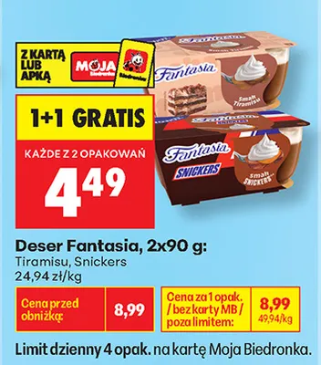 Deser Fantasia Tiramisu 2-pak promocja w Biedronka