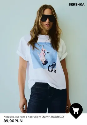 Koszulka oversize z nadrukiem Olivia Rodrigo Bershka promocja w Bershka