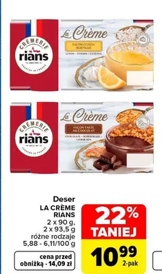 Deser La Crème Rians cytrynowy 2-pak promocja w Carrefour Market