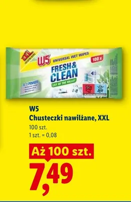Chusteczki nawilżane W5 XXL Fresh & Clean Lily of the valley promocja w Lidl