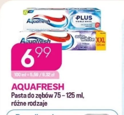 Pasta do zębów AQUAFRESH Plus Visible White promocja w Drogerie Koliber