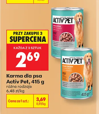 Karma dla psa Activ Pet z kurczakiem promocja w Biedronka