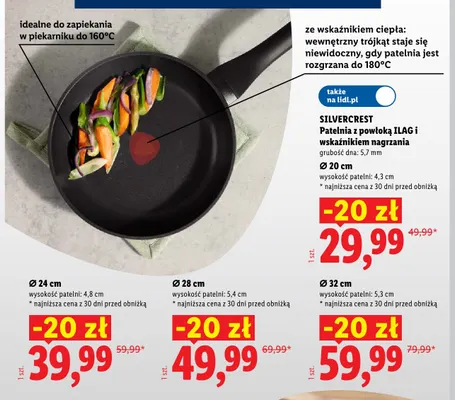 Patelnia z powłoką Ilag i wskaźnikiem nagrzania Ø20 cm Silvercrest promocja w Lidl
