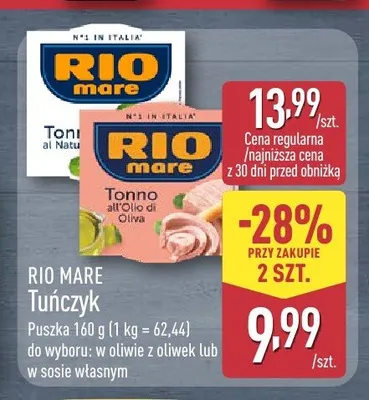 Tuńczyk w sosie własnym Rio Mare promocja w Aldi