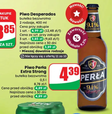Piwo Desperados butelka bezzvrotna 2 rodzaje promocja w Dino