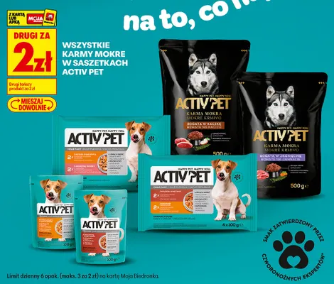 Karmy mokre w saszetkach Activ Pet promocja w Biedronka