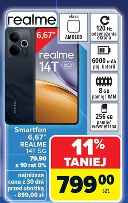 Smartfon 6,67'' REALME 14T 5G promocja w Carrefour