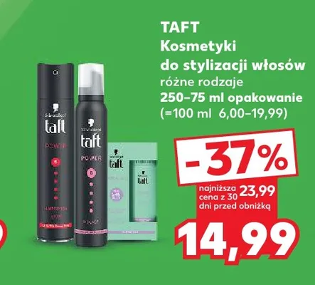 Kosmetyki do stylizacji włosów Taft promocja w Kaufland