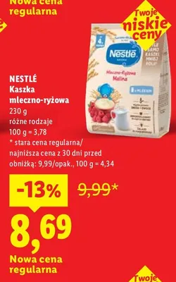 Kaszka mleczno-ryżowa różne rodzaje promocja w Lidl