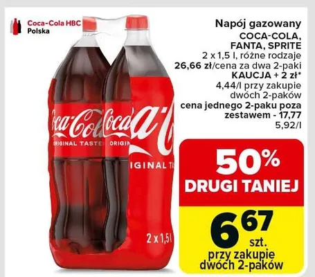 Napój gazowany Coca-Cola, Fanta, Sprite promocja w Carrefour Market