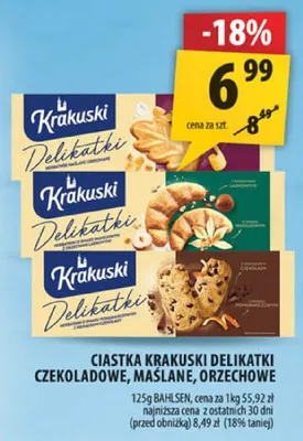 Ciastka krakuski delikatki czekoladowe, maślane, orzechowe promocja w Arhelan