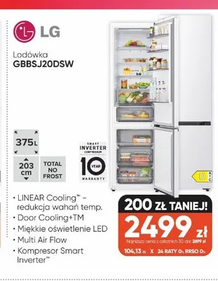 Lodówka LG GBBSJ20DSW promocja w Max Elektro