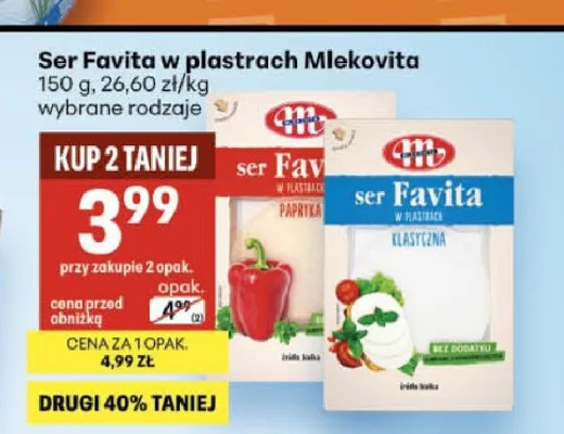 Ser Favita w plastrach klasyczny promocja w Delikatesy Centrum