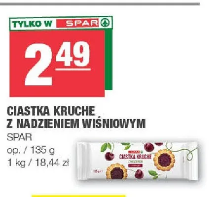Ciastka kruche z nadzieniem wiśniowym Spar promocja w SPAR