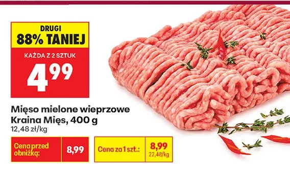 Mięso mielone wieprzowe Kraina Mięs promocja w Biedronka