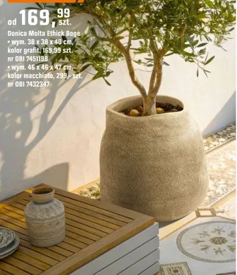 Doniczka Molta Ethick Boge wym. 38 x 38 x 40 cm kolor grafit promocja w OBI