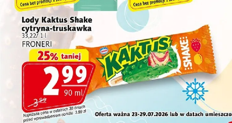 Lody Kaktus Shake cytryna-truskawka promocja w Prim Market