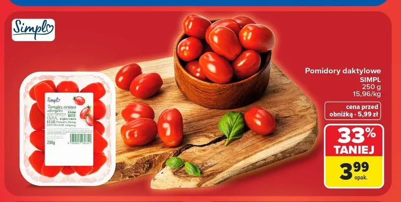 Pomidory daktylowe SIMPL promocja w Carrefour