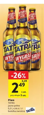 Piwo Tatra Jasne Pełne promocja w Intermarche
