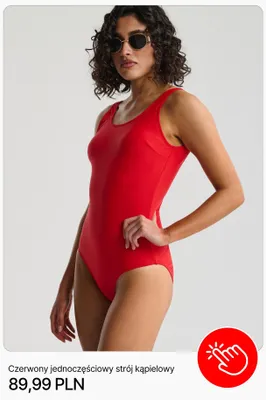 Strój kąpielowy jednoczęściowy Cropp czerwony promocja w Cropp