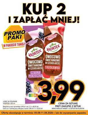 Lody w polewie owocowo-śmietankowe w czekoladzie truskawka Hortex promocja w Kupiec