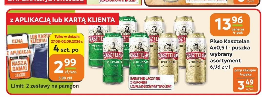 Piwo Kasztelan 4-pak promocja w Społem Częstochowa