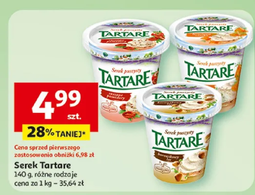 Serek Tartare różne rodzaje promocja w Auchan