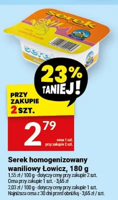 Serek homogenizowany waniliowy Lowicz promocja w Twój Market