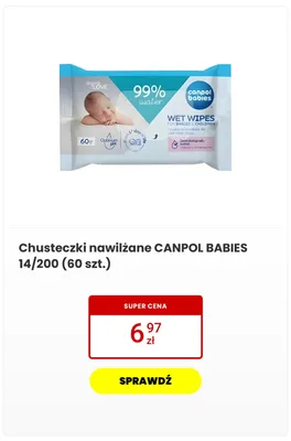 Chusteczki nawilżane Canpol Babies 14/200 promocja w Media Expert