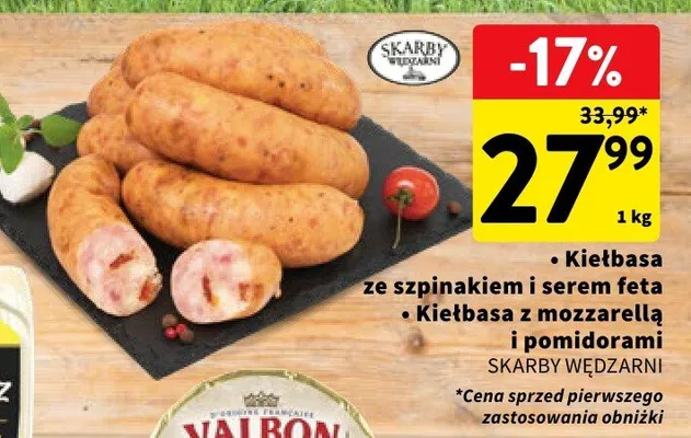 Kiełbasa z mozzarellą i pomidorami Skarby Wędzarni promocja w Intermarche