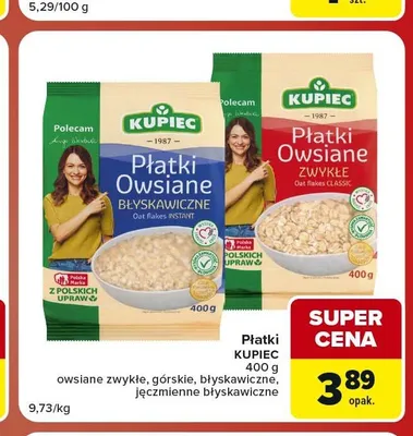 Płatki owsiane górskie Kupiec promocja w Carrefour Market