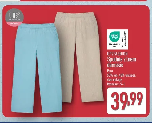 Spodnie z lnem damskie UP2FASHION promocja w Aldi