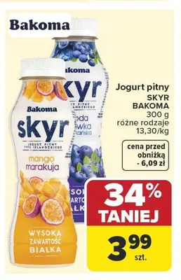 Jogurt pitny Skyr Bakoma 300g promocja w Carrefour