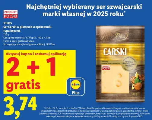 Ser Carski w plastrach w opakowaniu typu koperta promocja w Lidl