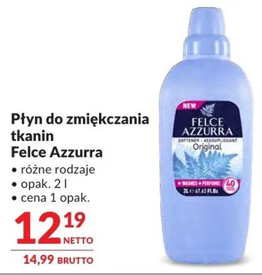 Płyn do zmiękczania tkanin Felce Azzurra promocja w Makro