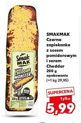 Czarna zapiekanka z sosem pomidorowym i serem Cheddar Smakmak promocja w Kaufland